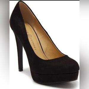 Chinese Laundry WOW Platform Pump High Stiletto Micro Suede Black Classic 8 EUC